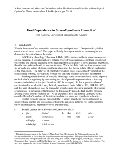 Head Dependence in Stress-Epenthesis Interaction