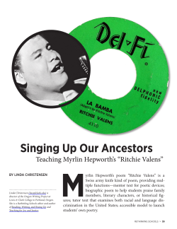 Teaching Myrlin Hepworth`s "Ritchie Valens"