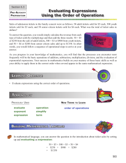 Evaluating Expressions Using the Order of Operations