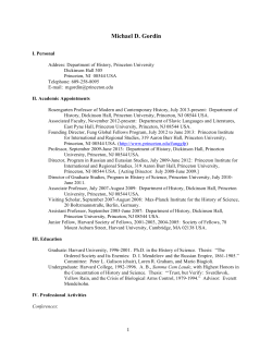 Curriculum Vitae - Princeton History Department