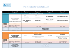 2013 New Educator Institute Schedule