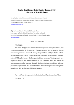 Trade, Tariffs and Total Factor Productivity: the case of