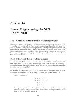 Chapter 10 Linear Programming II &ndash; NOT EXAMINED