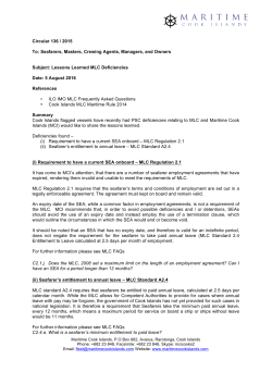 Circular 136 / 2015 To: Seafarers, Masters, Crewing Agents