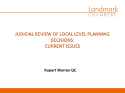 JUDICIAL REVIEW OF LOCAL LEVEL PLANNING DECISIONS