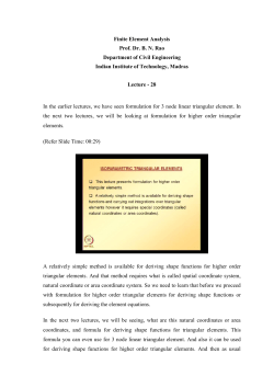 Finite Element Analysis Prof. Dr. BN Rao Department of Civil