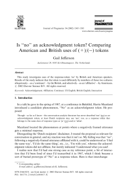 Is `no` an acknowledgment token? - Language Interaction and Social