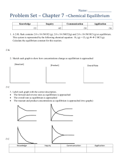 Problem Set – Chapter 7 –Chemical Equilibrium