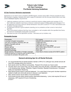 Dental School Advising Guidelines