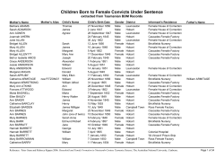 Children Born to Female Convicts Under Sentence