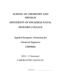 CHEM261 Pratical Manual 2012