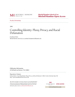Controlling Identity: Plessy, Privacy, and Racial Defamation