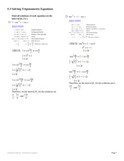 5-3 Solving Trigonometric Equations