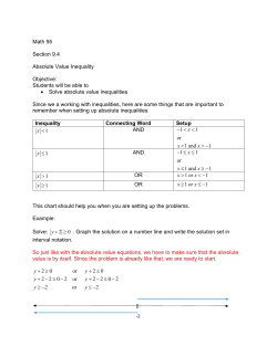 Math 95 Section 9.4 Absolute Value Inequality Objective: Students