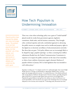 How Tech Populism is Undermining Innovation