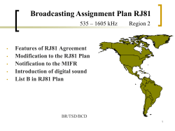 Broadcasting Assignment Plan RJ81