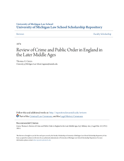 Review of Crime and Public Order in England in the Later Middle Ages