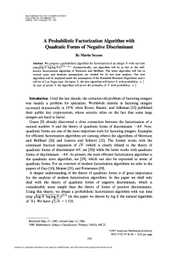 A Probabilistic Factorization Algorithm with Quadratic Forms of