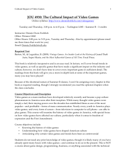JOU 4930: The Cultural Impact of Video Games
