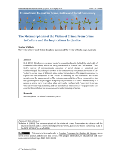 The Metamorphosis of the Victim of Crime: From Crime to Culture