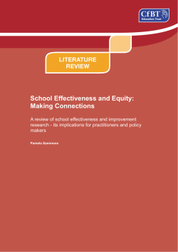 School Effectiveness and Equity: Making Connections