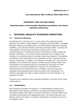 Standing orders of the equality standing committees and