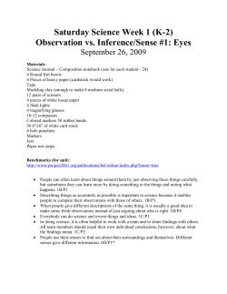 Saturday Science Week 1 (K-2) Observation vs. Inference/Sense #1