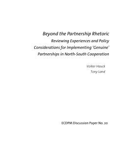 Beyond the Partnership Rhetoric: Reviewing Experiences and