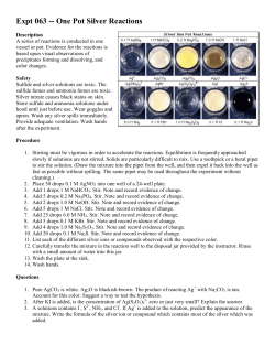Expt 063 -- One Pot Silver Reactions