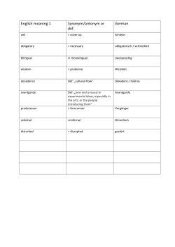 English meaning 1 Synonym/antonym or def. German