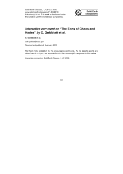 Interactive comment on &ldquo;The Eons of Chaos and Hades&rdquo; by C
