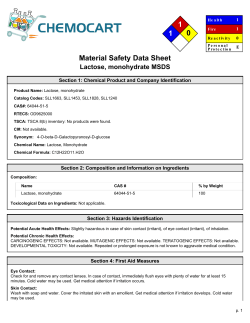 MSDS for Lactose, monohydrate