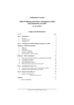 Child Wellbeing and Safety Amendment (Child Safe Standards) Act