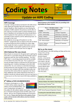 Coding Notes - Healthcare Pricing Office