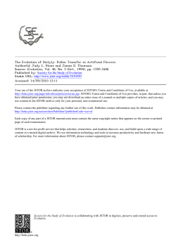 The Evolution of Distyly: Pollen Transfer in Artificial