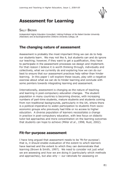 Assessment for Learning