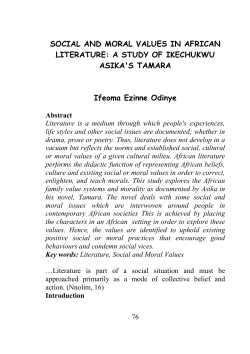 SOCIAL AND MORAL VALUES IN AFRICAN LITERATURE: A