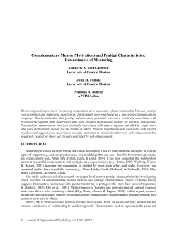 Complementary Mentor Motivations and Prot&eacute;g&eacute; Characteristics
