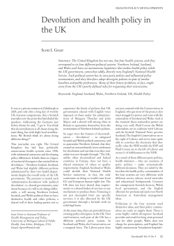 Devolution and health policy in the UK