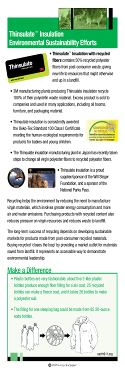 Thinsulate&trade; Insulation Environmental Sustainability Efforts