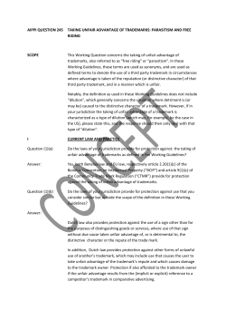 AIPPI QUESTION 245 TAKING UNFAIR ADVANTAGE OF