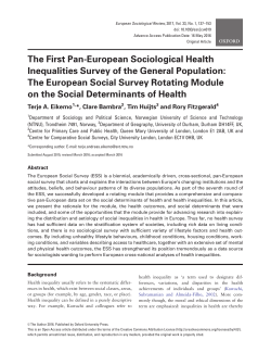 The First Pan-European Sociological Health