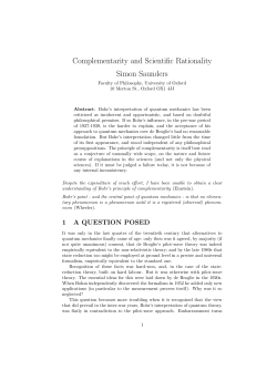 Complementarity and scientific rationality