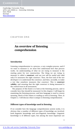 An overview of listening comprehension