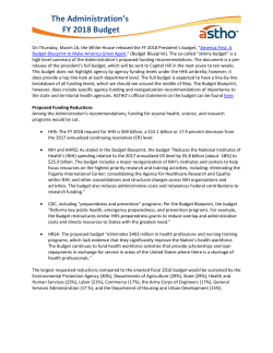 The Administration`s FY 2018 Budget