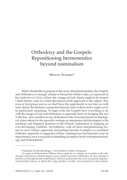 Orthodoxy and the Gospels - Universidade Cat&oacute;lica Portuguesa