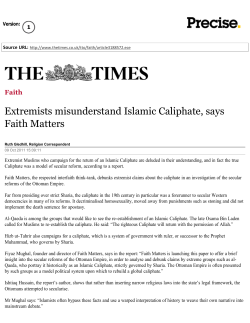 Extremists misunderstand Islamic Caliphate, says Faith Matters