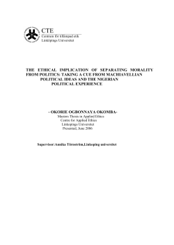 the ethical implication of separating morality from politics