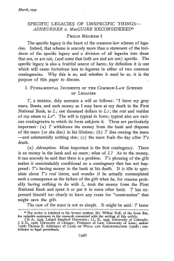 Specific Legacies of Unspecific Things