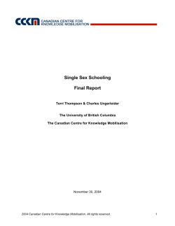 Single Sex Schooling Final Report